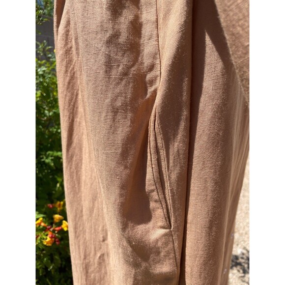 Mille Resort & Travel Jasmine Dress Small Almond Linen Flowy Beige Dress Pockets - Picture 3 of 16